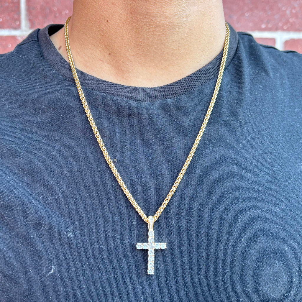 Iced Cross (Gold) 3mm Wheat