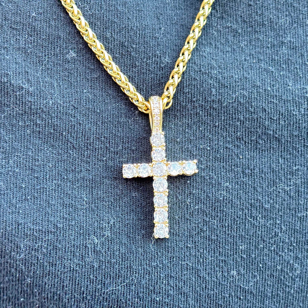 Iced Cross (Gold) 3mm Wheat