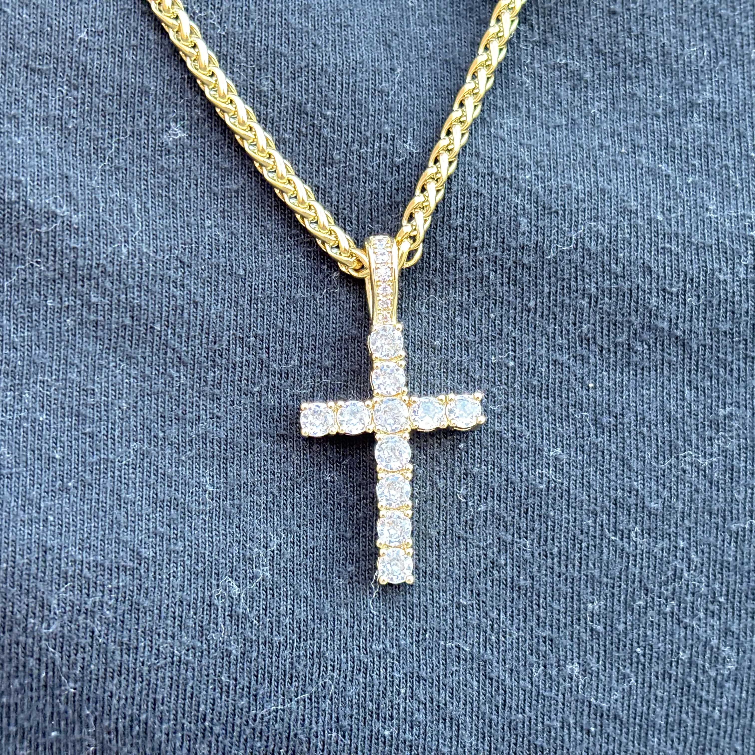 Iced Cross (Gold) 3mm Wheat