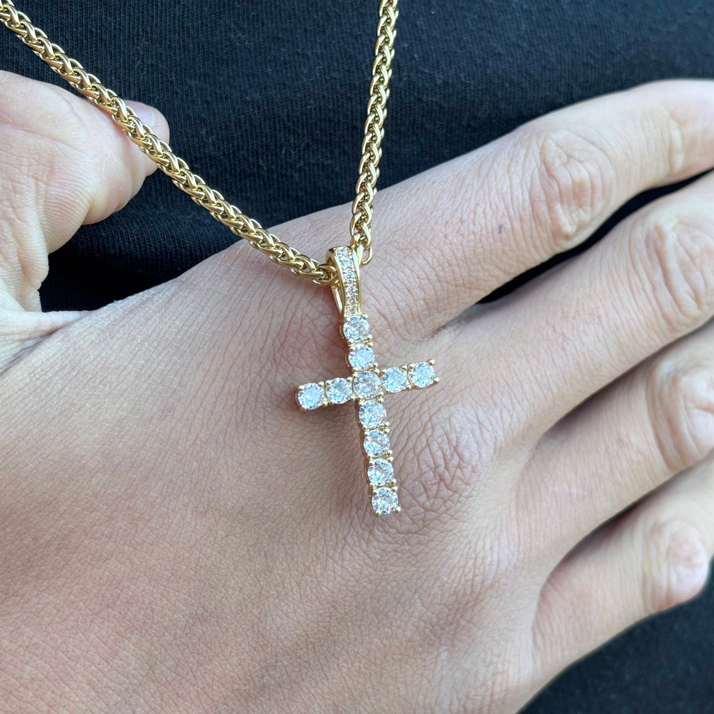 Iced Cross (Gold) 3mm Wheat