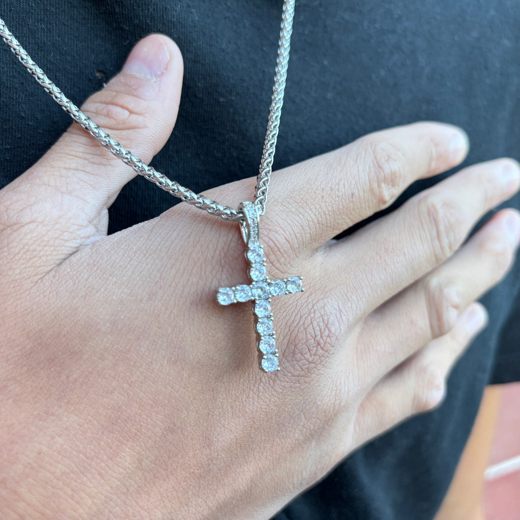 Iced Cross (Silver) 3mm Wheat