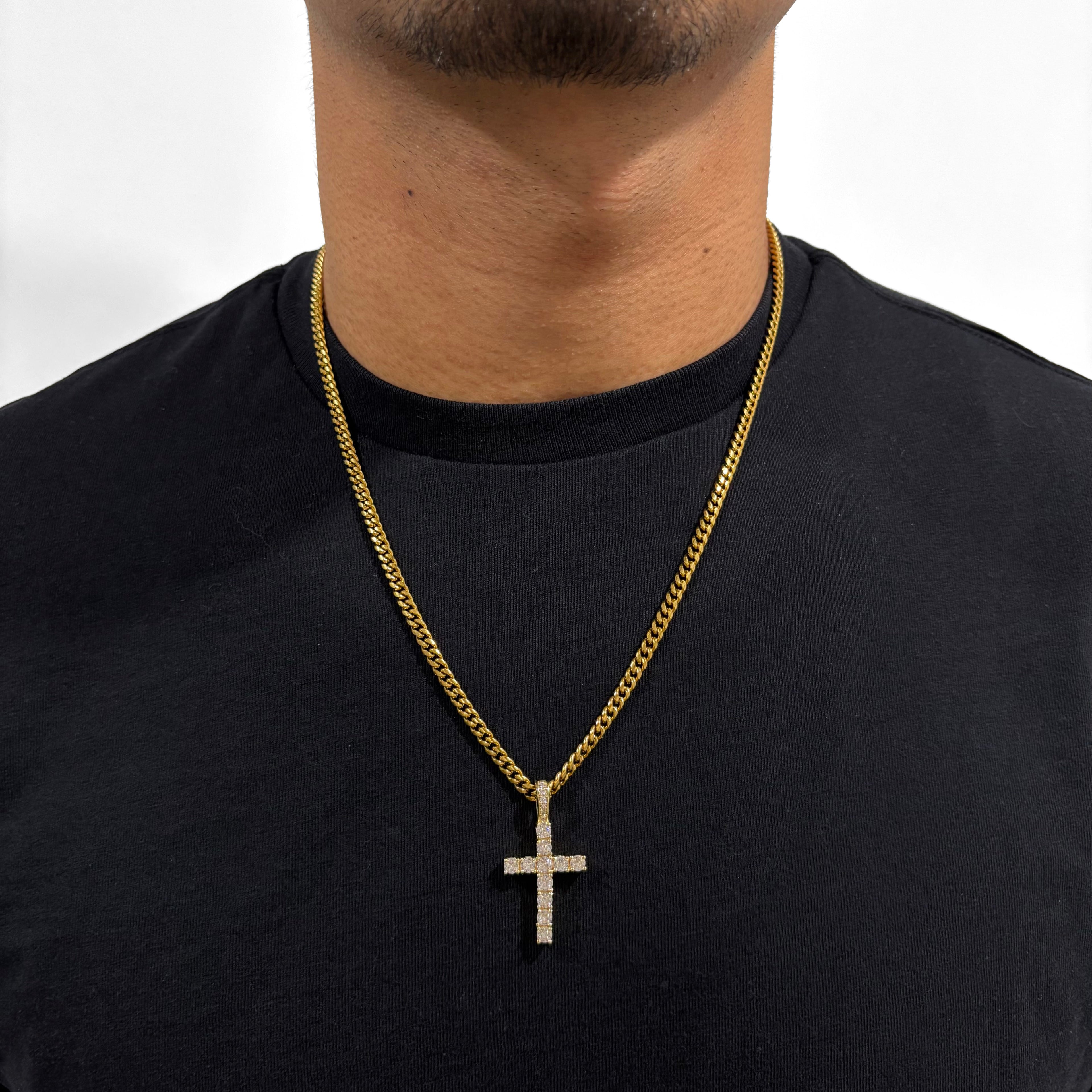 Iced Cross (Gold) 4mm Cuban