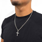 Iced Cross (Silver) 4mm Cuban