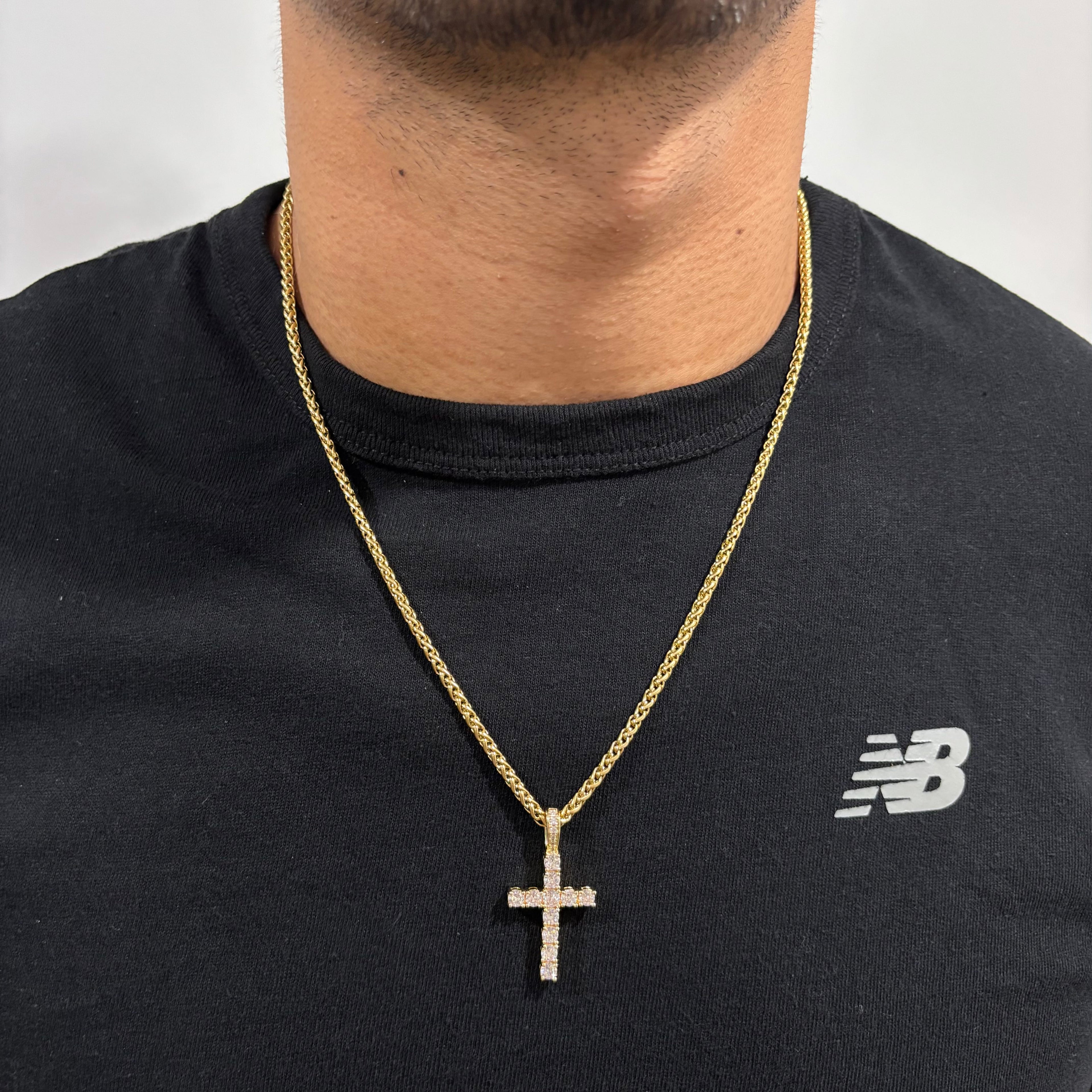 Iced Cross (Gold) 3mm Wheat