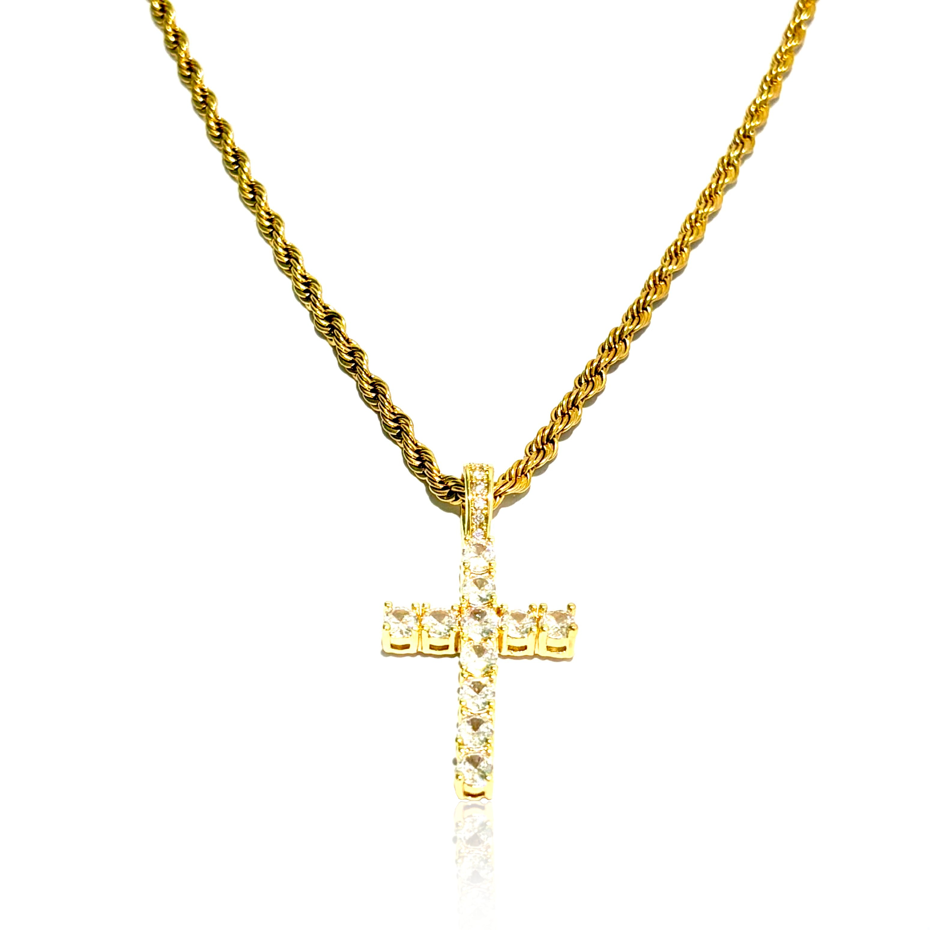 Iced Cross (Gold) 3mm Rope