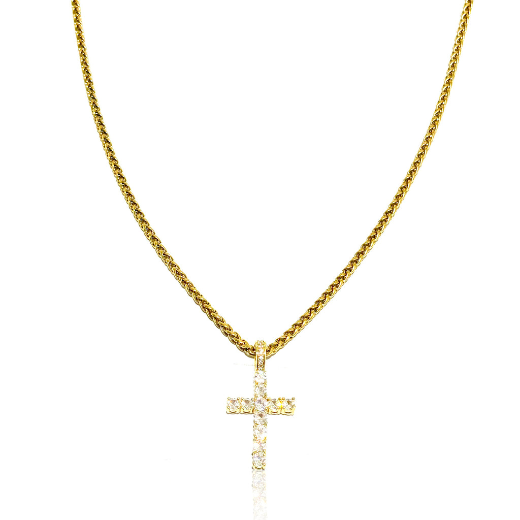 Iced Cross (Gold) 3mm Wheat