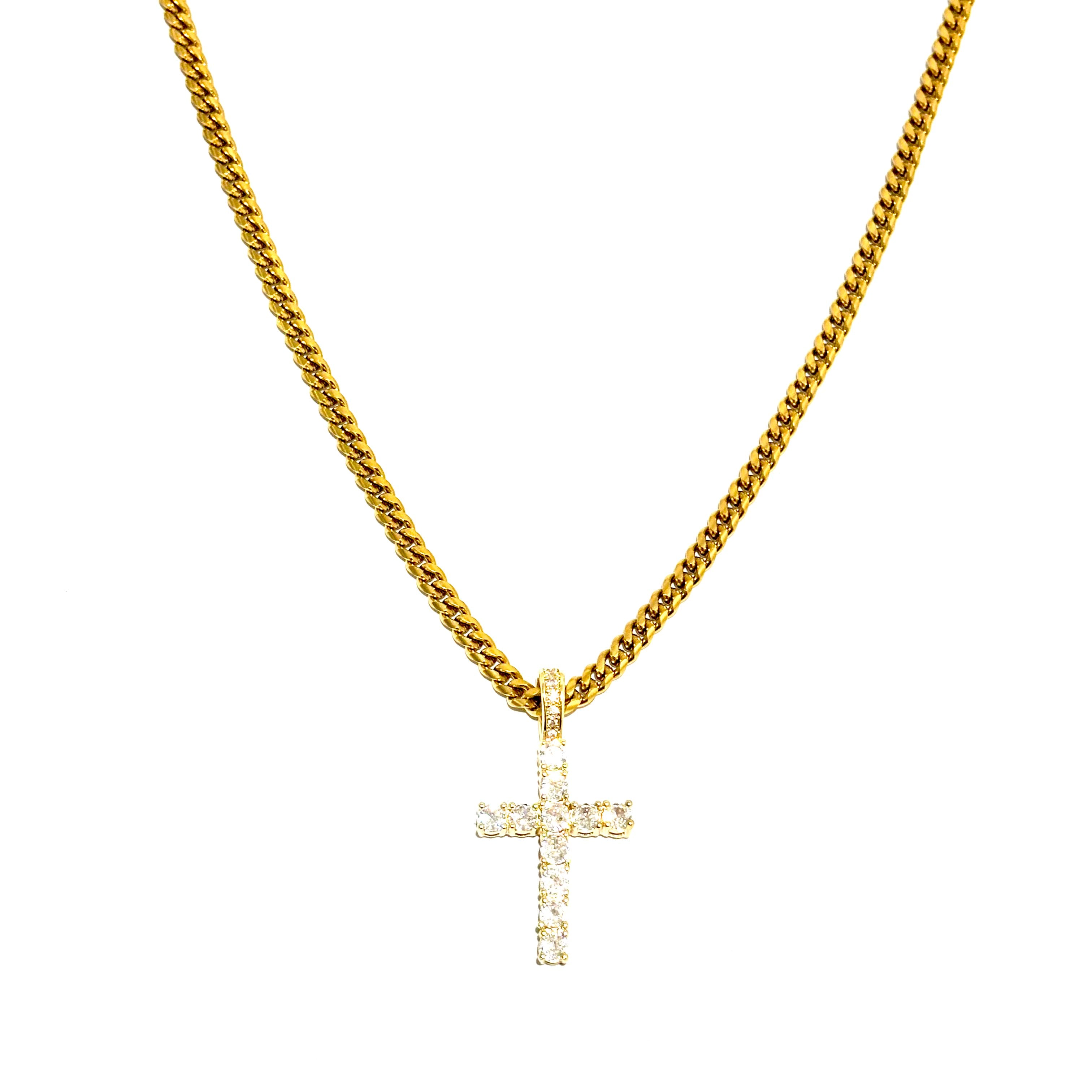Iced Cross (Gold) 4mm Cuban